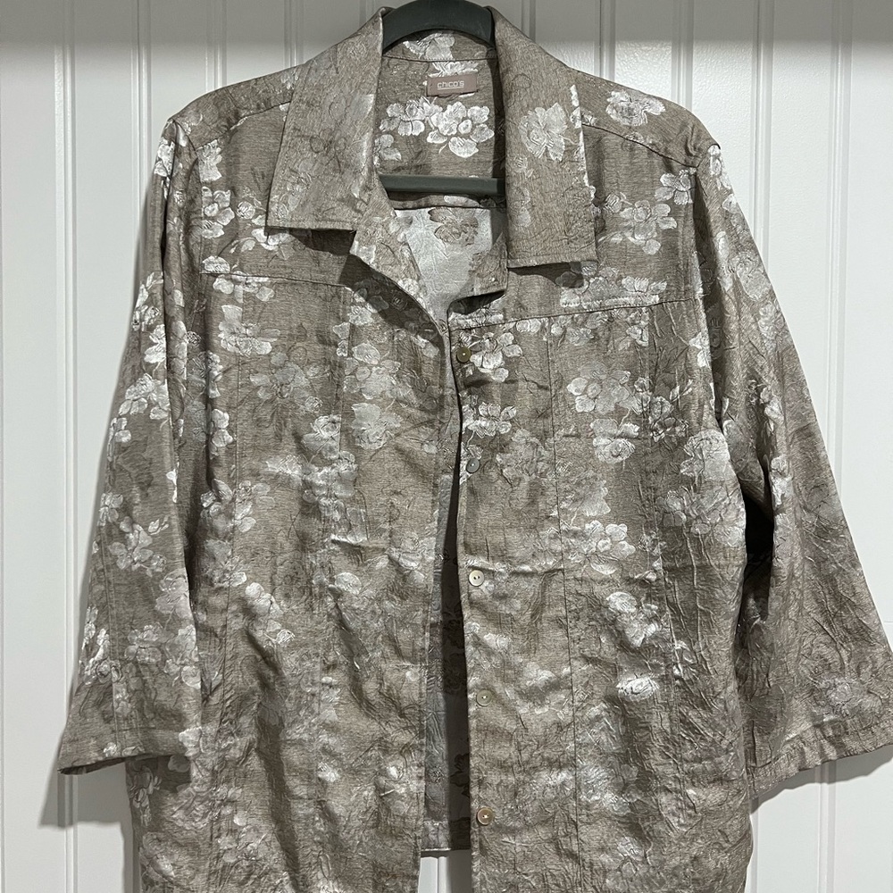 Chicos Jacket: Gray (Size Large) - image 1